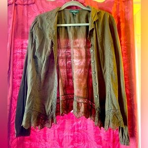 Ralph Lauren button down olive shirt